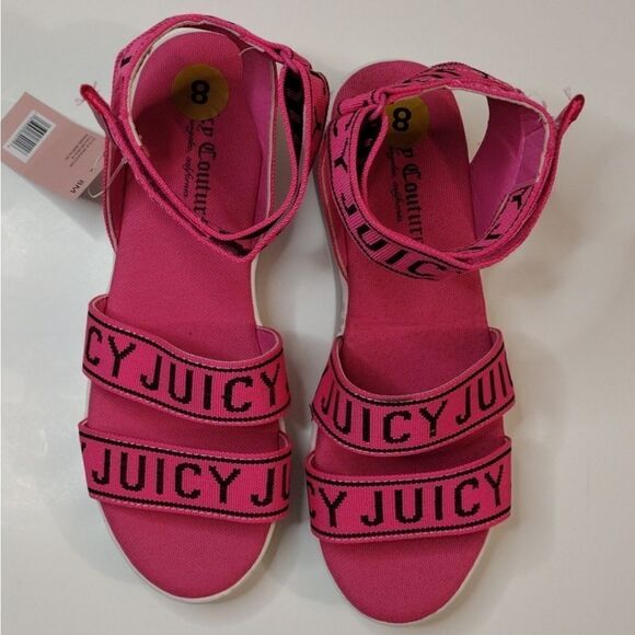 Juicy Couture Hot Pink Impulse Strappy Velcro Platform Sandals Size 8 NWT - Picture 7 of 16